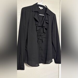 Elegant Black Ruffled Blouse